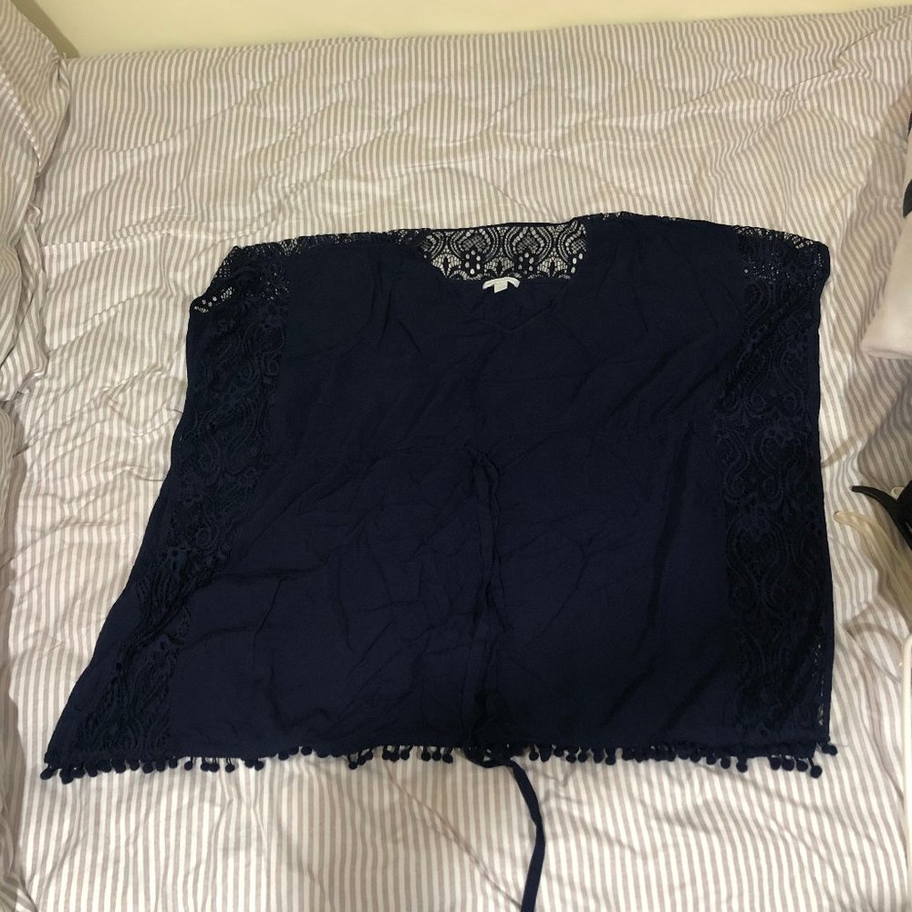 New York & Company navy blue cover up/blouse S/M